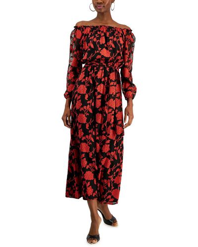 INC Floral Long Maxi Dress - Red