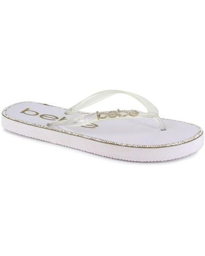 Bebe Cindee Rhinestone Rubber Thong Sandals - White