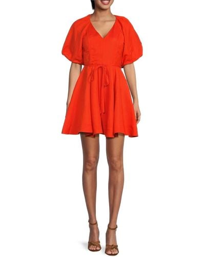 En Saison Bubble Sleeve Mini Dress - Red