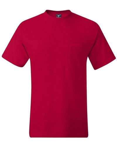 Hanes Beefy-t Pocket T-shirt - Red