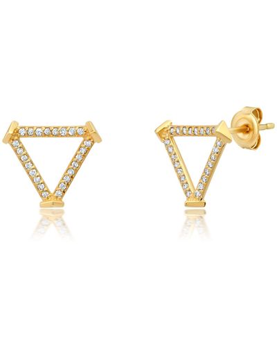 Paige Novick 14k Gold Open Triangle Diamond Earring Studs - Metallic
