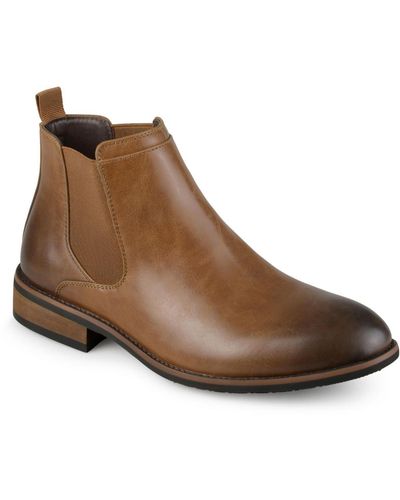 Vance Co. Landon Faux Leather Stretch Chelsea Boots - Brown