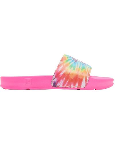 Fila Drifter Tie Dye Faux Leather Footbed Slide Sandals - Pink