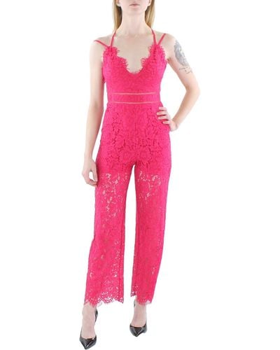 Bebe Lace Ladderstitch Jumpsuit - Pink