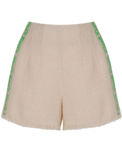 Nocturne Tweed Shorts With Knit Striped - Natural