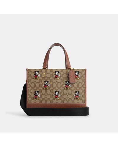 COACH Disney X Coach Dempsey Carryall In Signature Jacquard With Mickey Mouse Print - Brown