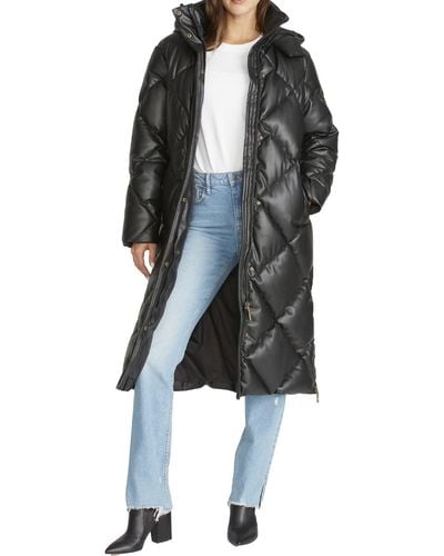Rebecca Minkoff Vegan Leather Cold Weather Puffer Jacket - Black