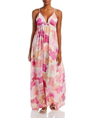 Tiare Hawaii Gracie Crinkled Long Maxi Dress - Pink