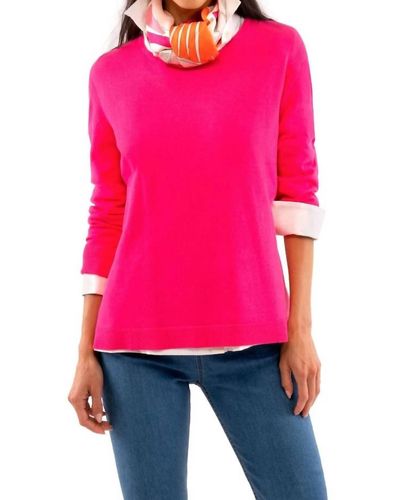 Gretchen Scott Sneek A Peek Sweater In Shocking Pink - Red