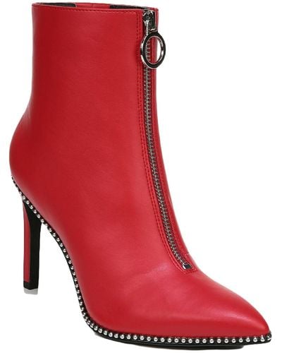 BarIII Briget Faux Leather High Heel Ankle Boots - Red