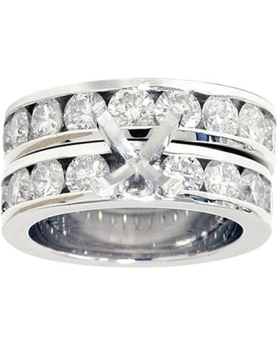 Pompeii3 3ct Diamond Engagement Semi Mount Wedding Ring Set White Gold Channel Set - Metallic