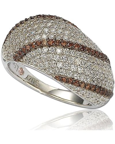 Suzy Levian Sterling Silver Cubic Zirconia Brown Brown Ring - Metallic