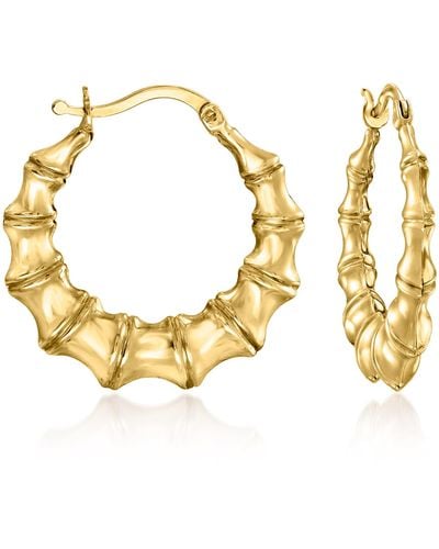 Ross-Simons 14kt Gold Bamboo-style Hoop Earrings - Metallic