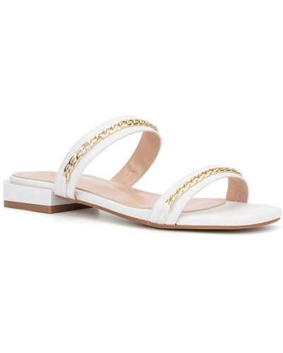 New York & Company Becki Slip On Flat Slide Sandals - White
