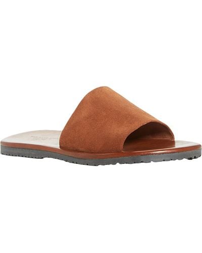 The Men's Store Castagno Suede Slip On Slide Sandals - Brown