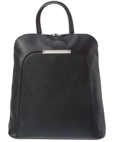 Italian Leather Backpack - Black