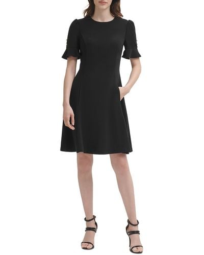 DKNY Petites Formal Mini Fit & Flare Dress - Black