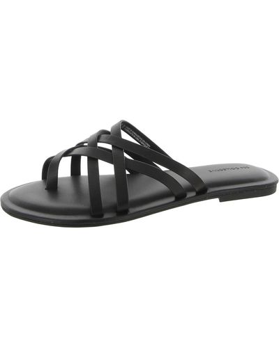 206 Collective Solo Leather Thong Slide Sandals - Black