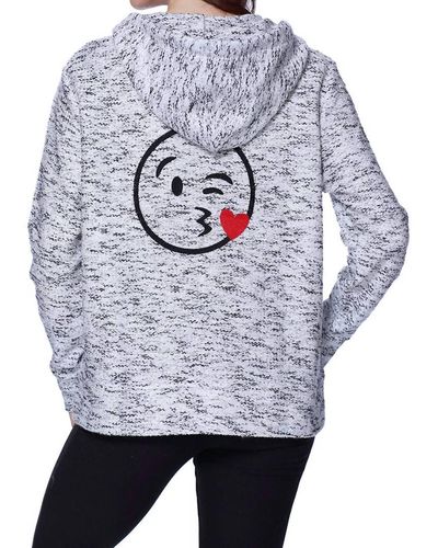 French Kyss Kiss Emoji Hooded Cardigan - Gray