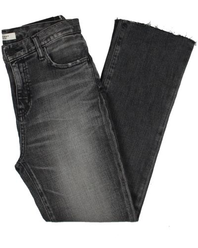 Moussy Seneca Faded Distressed Flare Jeans - Black