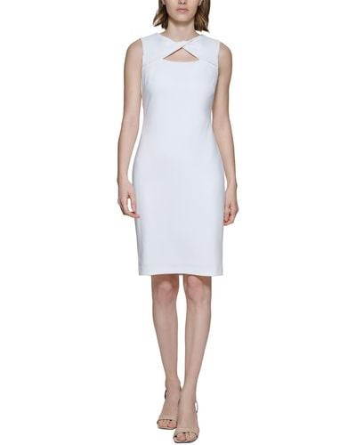 Calvin Klein Sleeveless Short Wear To Work Dress - White
