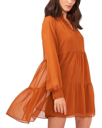 Msk Petites Shift Tiered Babydoll Dress - Orange