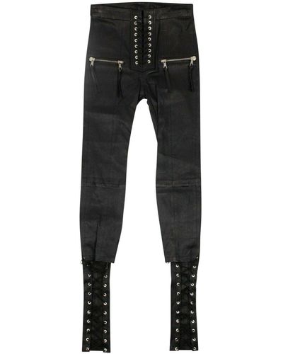 Unravel Project Leather Lace Up Skinny Pants - Black