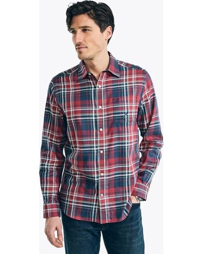 Nautica Big & Tall Sustainably Crafted Plaid Shirt - Blue