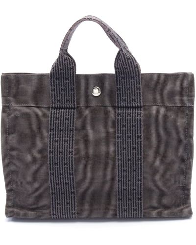 Hermès Yale Line Pm Handbag Tote Bag Nylon Canvas Dark Silver Hardware - Black
