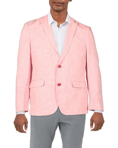 BarIII Linen Long Sleeves Two-button Blazer - Pink