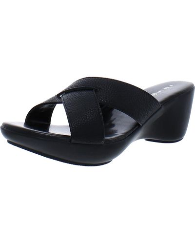 Karen Scott Petraa Pebbled Slides Wedge Sandals - Black
