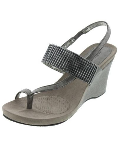 Style & Co. Ally Faux Leather Wedges Slingback Sandals - Gray