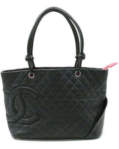 Chanel Cambon Line Leather Tote Bag (pre-owned) - Black