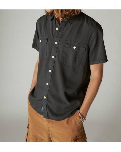 Lucky Brand Lived-in Short Sleeve Workwear Shirt - Black