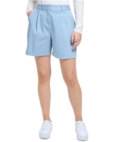 Calvin Klein Pleated Pockets High-waist Shorts - Blue