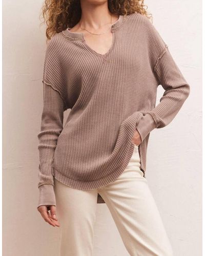 Z Supply Driftwood Thermal Long Sleeve Top - Natural