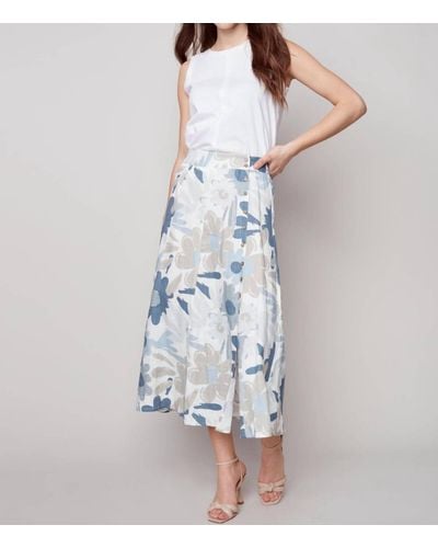 Charlie b Printed Linen Long Skirt - Blue