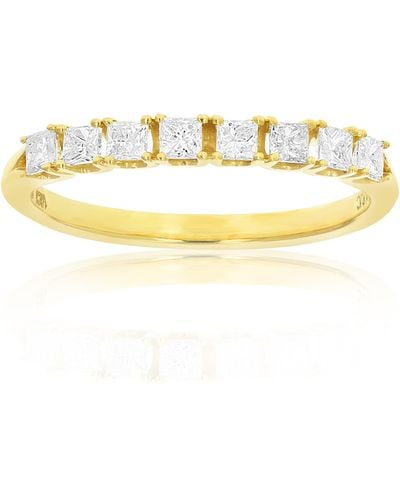 Vir Jewels 1/2 Cttw Princess Cut Diamond Wedding Band 14k Yellow Gold 8 Stones Prong Set - Metallic