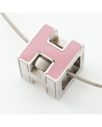 Hermès Cage D'h Ash H-cube Necklace Pink