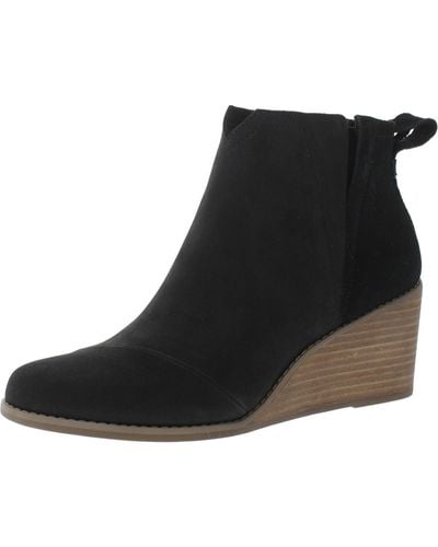 TOMS Clare Pointed Toe Wedge Heel Wedge Boots - Black