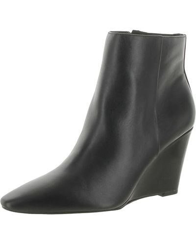 Vince Camuto Teeray Leather Pointed Toe Wedge Boots - Black