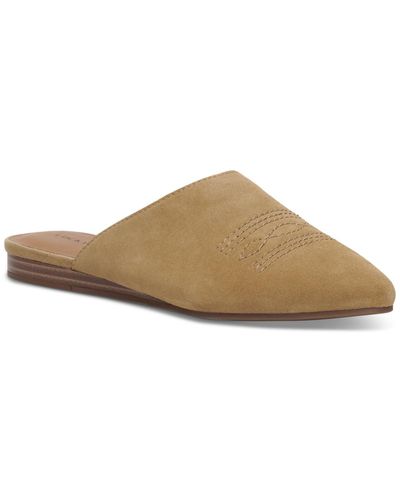 Lucky Brand Lk Belky Suede Embroidered Mules - Brown