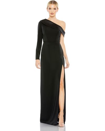 Ieena for Mac Duggal Long Sleeve Drop Shoulder Evening Gown - Black