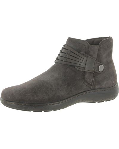 Earth Synal Suede Harness Booties - Gray
