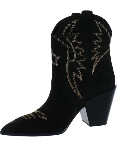 Dolce Vita Ginni Embroidered Pointed Toe Cowboy - Black