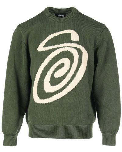 Stussy Curly S Sweater Knit Cotton Off - Green