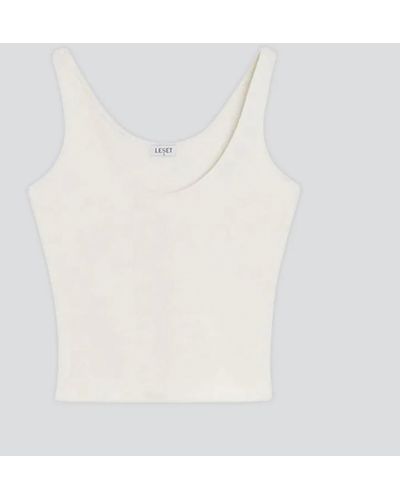 Leset Rio Fitted Scoop Neck Tank Top - White