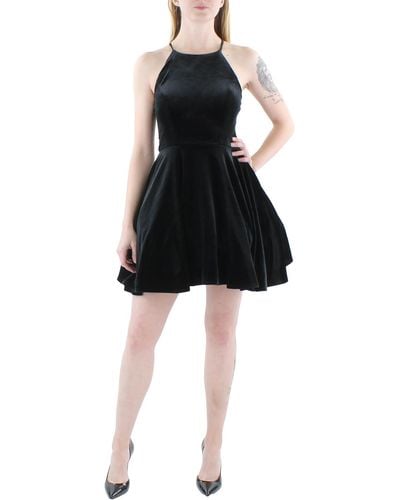 B Darlin Juniors Velvet Mini Fit & Flare Dress - Black