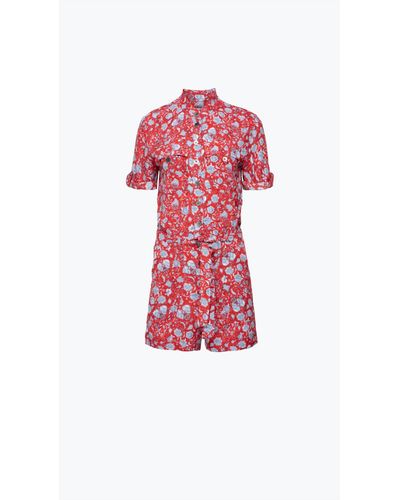 Zadig & Voltaire Cookis Flowers Field Romper In Rouge - Red