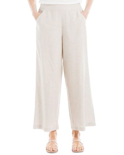 Max Studio Linen-blend Stripe Crop Wide Leg Pant - White